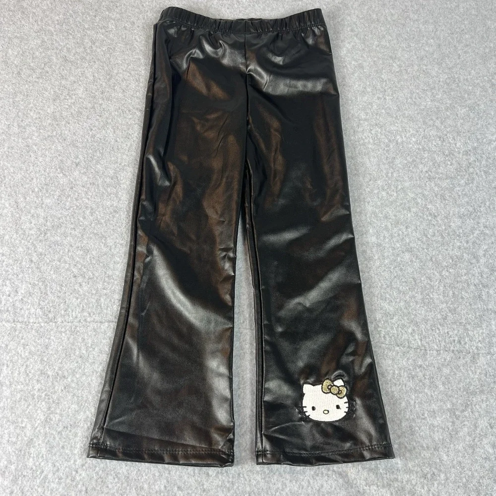 Hello Kitty Faux Leather Sanrio Pants Toddler 4 2024 Embroidered Elastic Waist‎